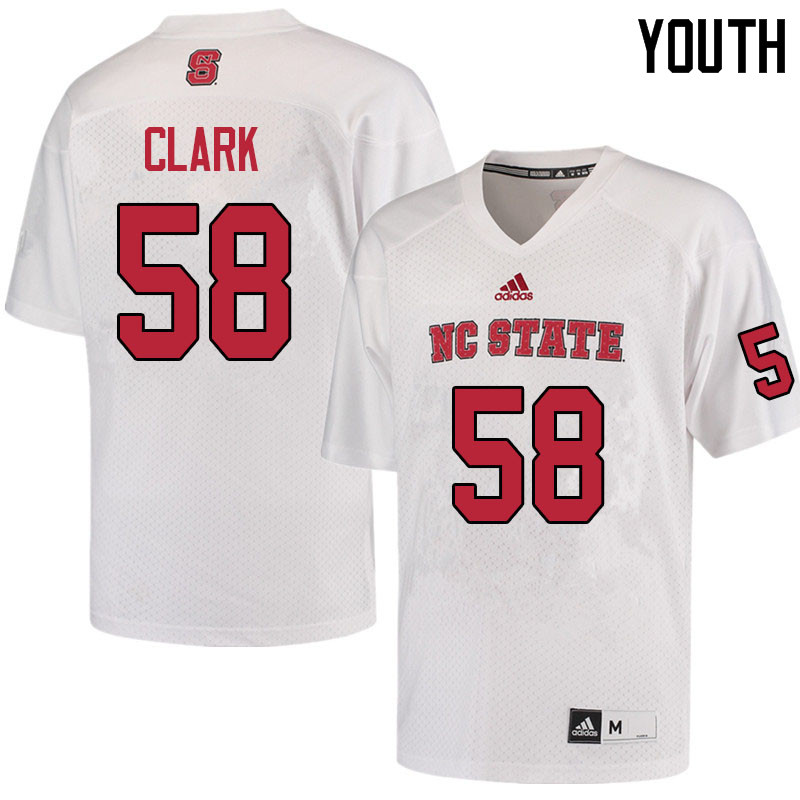 Youth #58 C.J. Clark NC State Wolfpack College Football Jerseys Sale-White